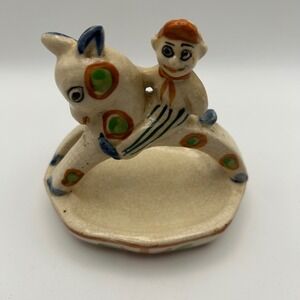 Vintage Porcelain Trinket Dish Jockey Riding‎ Horse Made in Japan
